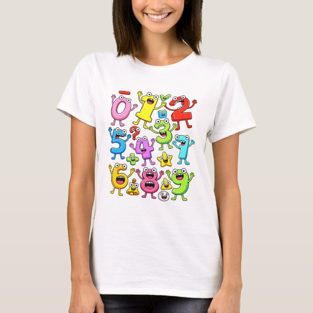 Camiseta Number Day Funny Cartoon Numbers Math T Shirt (Frente)