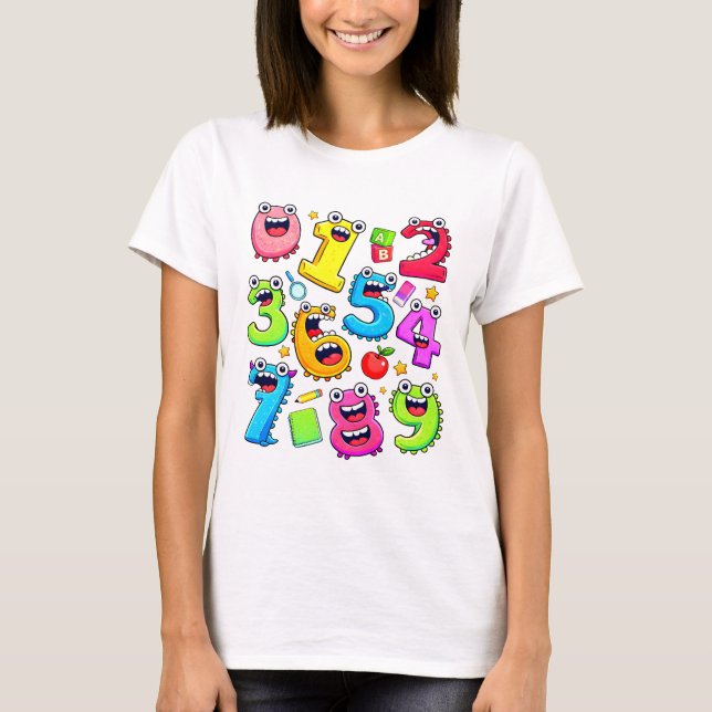 Camiseta Number Day Funny Cartoon Numbers T Shirt (Frente)