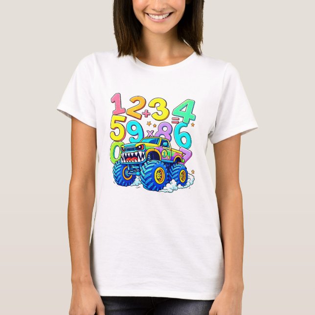 Camiseta Number Day Monster Truck Maths T Shirt (Frente)