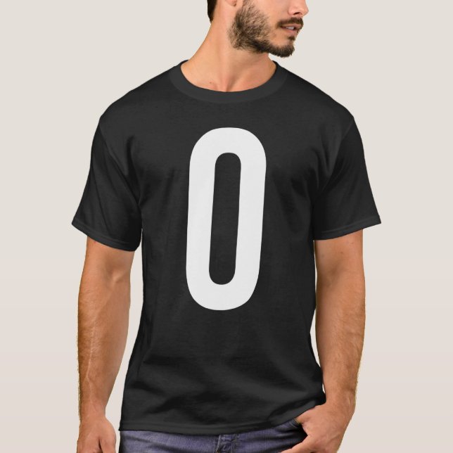 CAMISETA NÚMERO 0 ZERO NUMERAL DÍGITO ALFABETO (Frente)