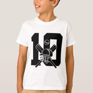 Camiseta Número 10 Anos Críquete 10º Aniversário