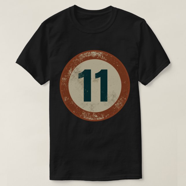 Camiseta Número 11 Vintage Desgastado (Frente do Design)