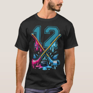Camiseta Número 12 Anos Sorvete Drip Hockey 12º Aniversário