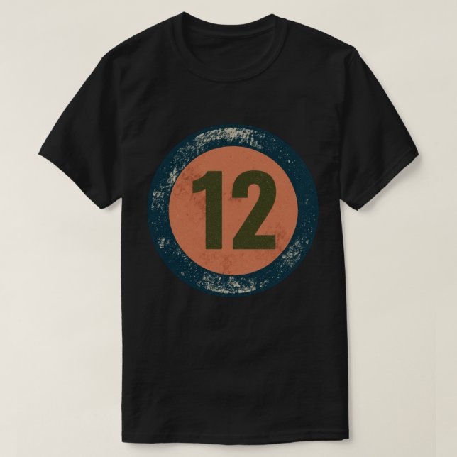 Camiseta Número 12 Vintage Desgastado (Frente do Design)