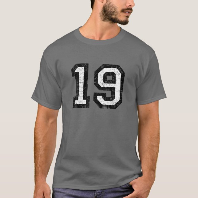 Camiseta Número 19 (Preto Vintage (Frente)