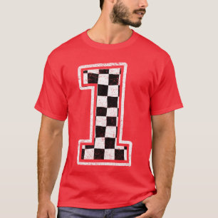 Camiseta Número 1 Bandeira de Xadrez Equipe de Pitão Corrid