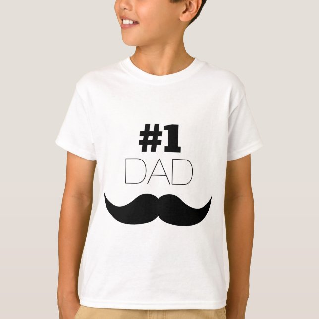 Camiseta Número 1 - bigode preto Pai - Número um (Frente)