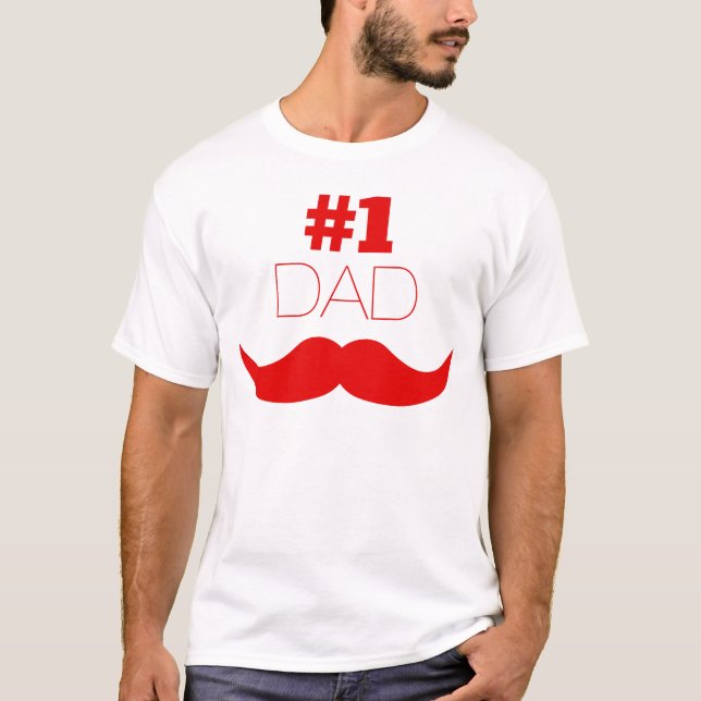 Camiseta Número 1 - Pai Red Mustache - Número um (Frente)
