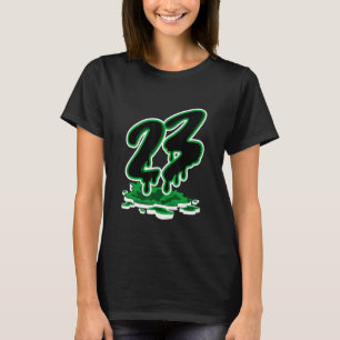 Camiseta Número 23 Colagem do Sneaker de 3 Pinos Verde