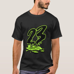 Camiseta Número 23 Colagem do Sneaker Secador 6 Verde Elétr