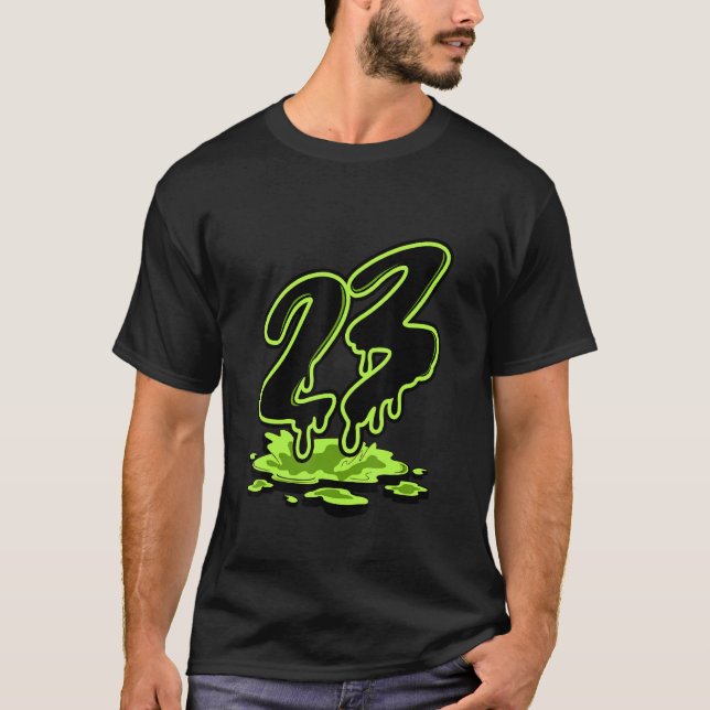 Camiseta Número 23 Colagem do Sneaker Secador 6 Verde Elétr (Frente)