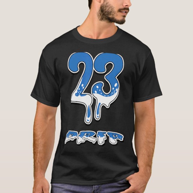 Camiseta Número 23 Drip Azul Francês 13s Combinando (Frente)
