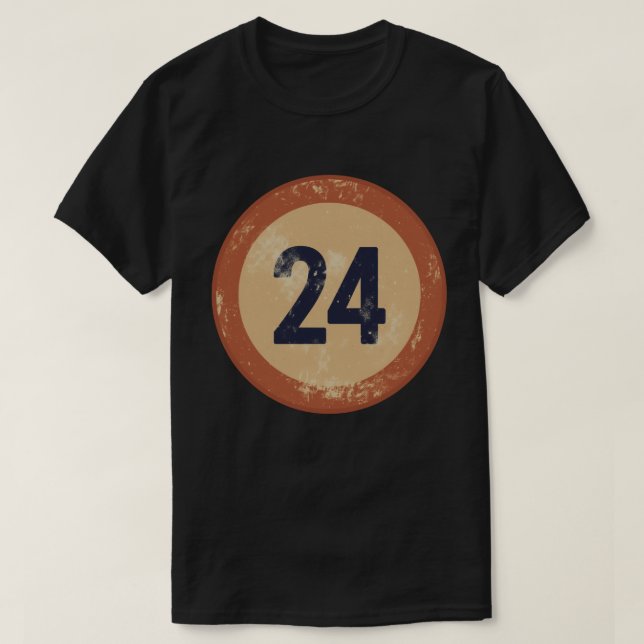 Camiseta Número 24 Vintage Desgastado (Frente do Design)