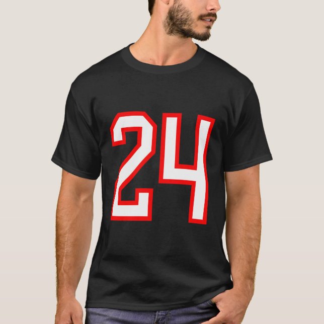 Camiseta Número 24 White Red Sports Jersey Número 24 (Frente)