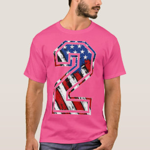 Camiseta Número 2 Red White e Blue American Flag 2 Jersey