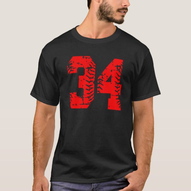 Camiseta Número 34 Grupo de Natal Vermelho Correspondendo à (Frente)