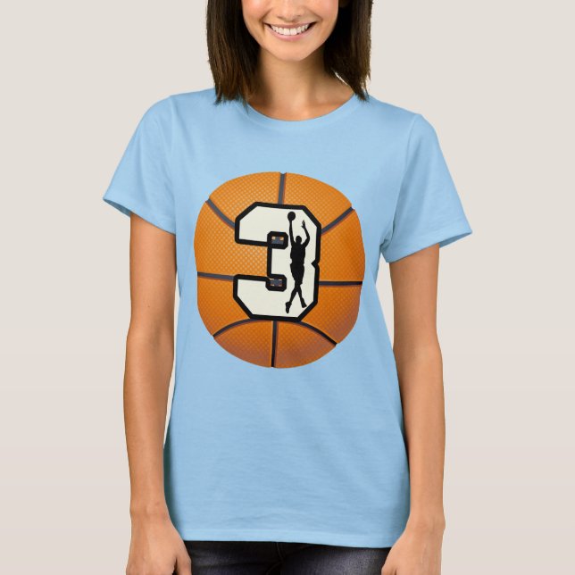 Camiseta Número 3: Basquete e Jogador (Frente)