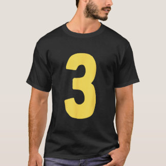 Camiseta Número 3 grande e negrito em amarelo