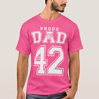 Camiseta Número 42 Pai personalizado de basquete orgulhoso 