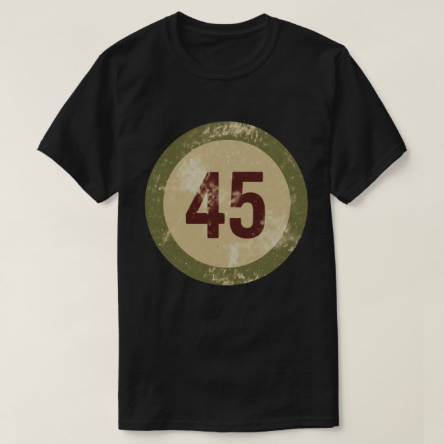 Camiseta Número 45 Vintage Desgastado (Frente do Design)