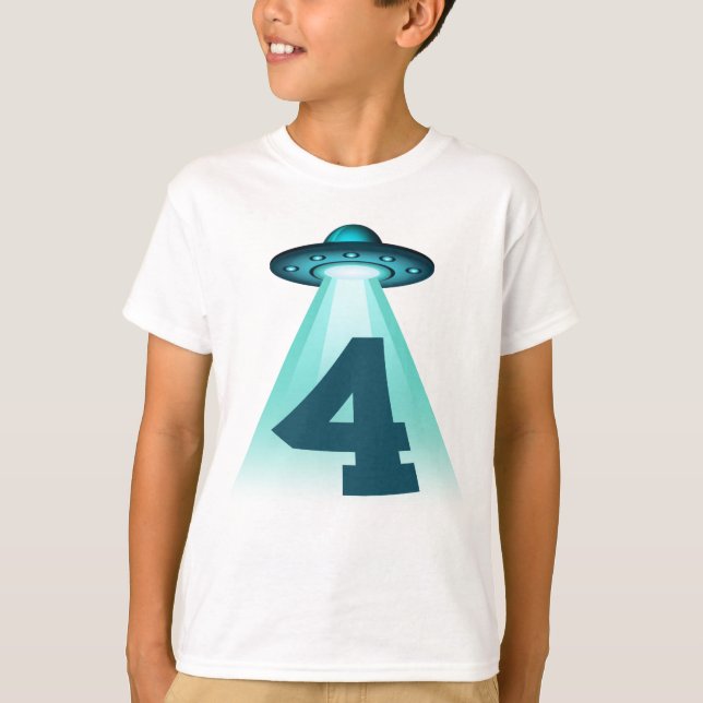 Camiseta Número 4 Abdução De Crianças De Alienígena De OVNI (Frente)