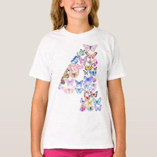 Camiseta Número 4 Borboletas Tema 4 Anos Crianças
