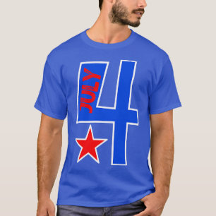 Camiseta Número 4 de julho Quarto Vermelho e Branco e Azul