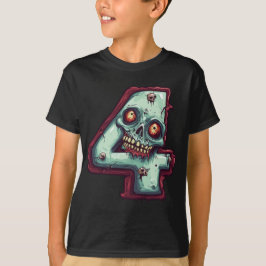 Camiseta Número 4 Tema Zombie Halloween De 4 Anos Crianças