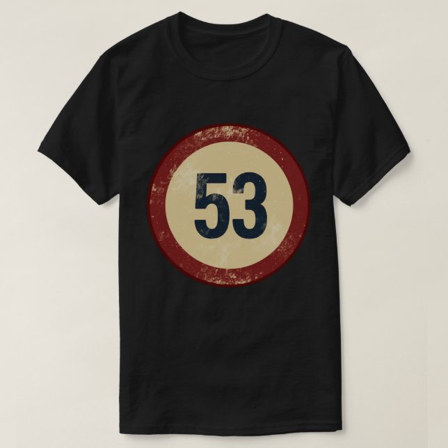 Camiseta Número 53 Vintage Desgastado (Frente do Design)