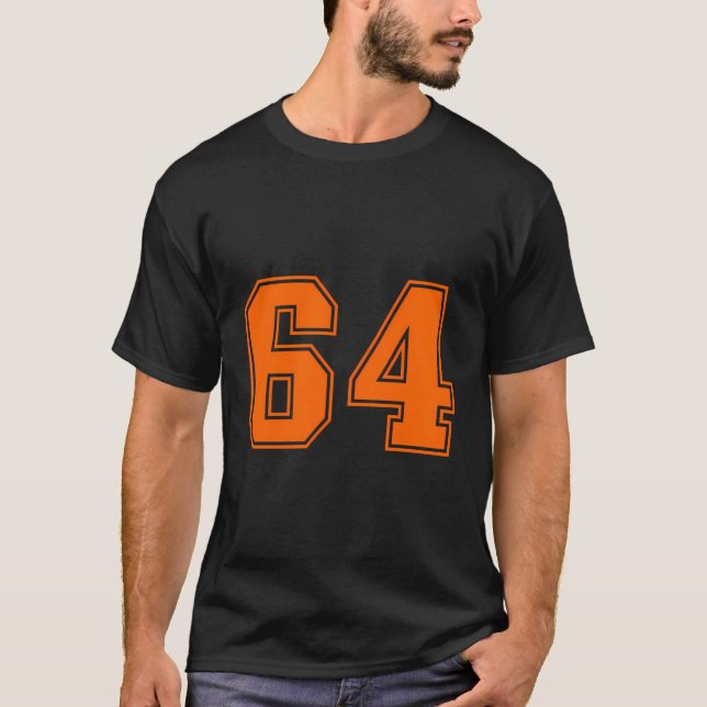 Camiseta Número 64 Orange Sports Jersey Número Sortudo (Frente)