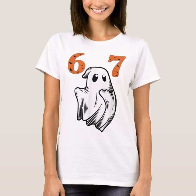 Camiseta Número 67 Seis Sete Correspondente 6 7 Meme Hallow (Frente)