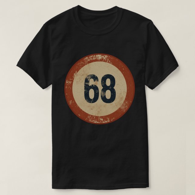 Camiseta Número 68 Vintage Desgastado (Frente do Design)