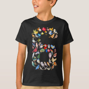 Camiseta Número 6 — Tema "Aves" — Crianças de 6 Anos