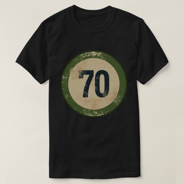 Camiseta Número 70 Vintage Desgastado (Frente do Design)