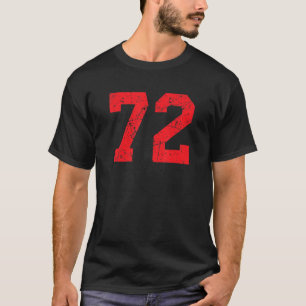 Camiseta Número 72 Sports Jersey Red Distress Vintage Lu
