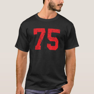 Camiseta Número 75 Sports Jersey Red Distress Vintage Lu