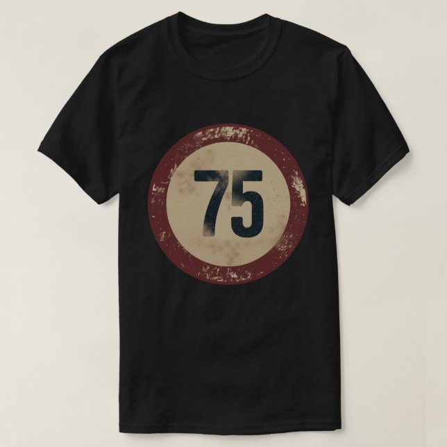 Camiseta Número 75 Vintage Desgastado (Frente do Design)