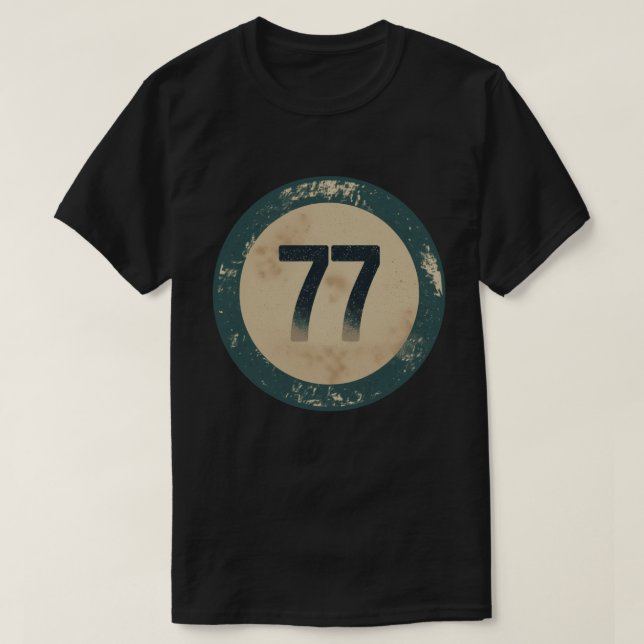 Camiseta Número 77 Vintage Desgastado (Frente do Design)