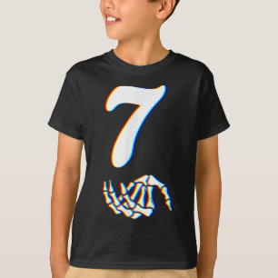 Camiseta Número 7 Mão de Esqueleto Meme Correspondente 67 H
