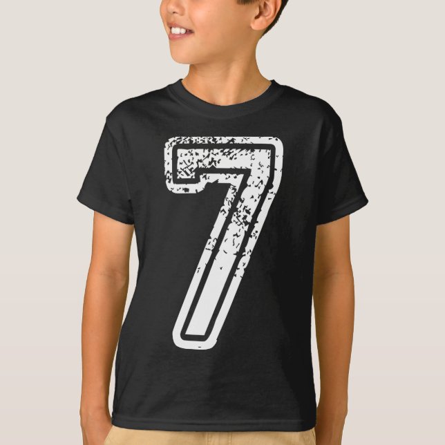 Camiseta Número 7 Roupa de Halloween de Meme Combinando 67  (Frente)