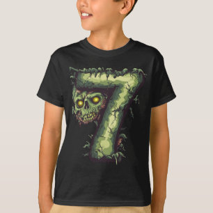 Camiseta Número 7 Tema Zombie Halloween 7 Anos Crianças
