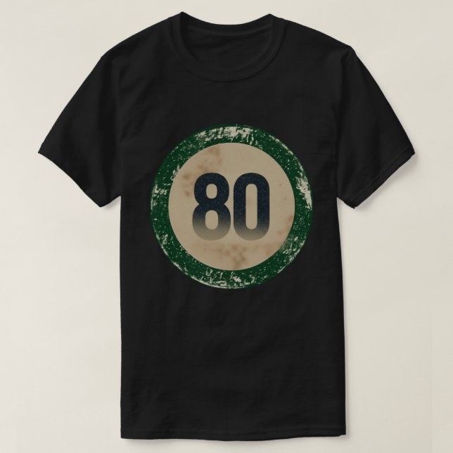 Camiseta Número 80 Vintage Desgastado (Frente do Design)
