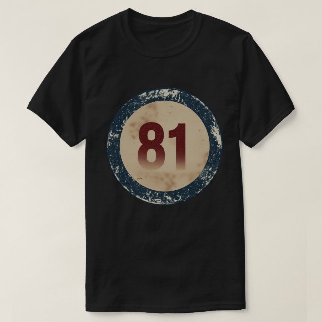 Camiseta Número 81 Vintage Desgastado (Frente do Design)