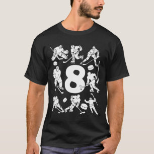 Camiseta Número 8 Anos Hóquei no Gelo 8º Aniversário (2)