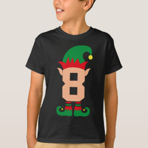 Camiseta Número 8 Elf Chrismas Tema 8 Anos Meninos