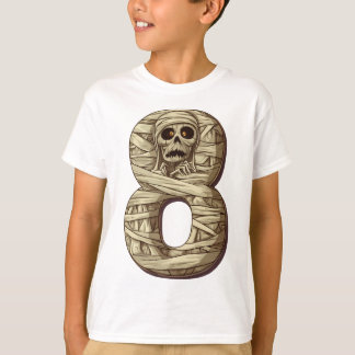 Camiseta Número 8 Múmia Tema de Halloween Crianças de 8 Ano