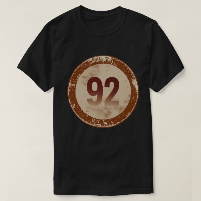 Camiseta Número 92 Vintage Desgastado (Frente do Design)