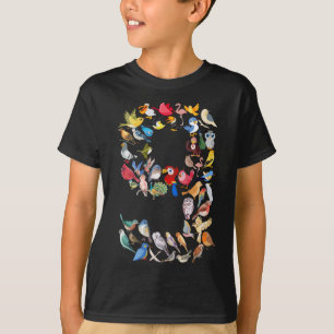 Camiseta Número 9, Temas Pássaros, Crianças De 9 Anos