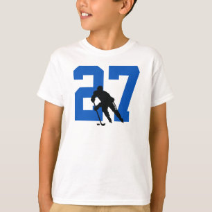 Camiseta Número Azul do Jogador de Hóquei em Jovens