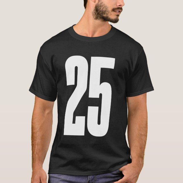 Camiseta Número Branco da Equipe Esportiva #25 (Frente)